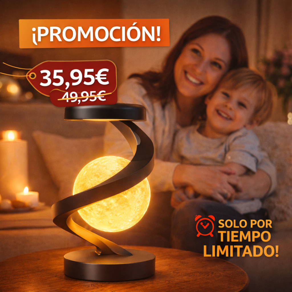 Luna Flotante™ – Lámpara de Luna Levitante 3D con Cargador Inalámbrico