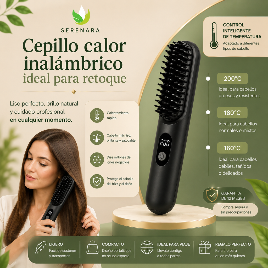 Cepillo calor inalámbrico ideal para retoque – Mantén tu alisado Sin Esfuerzo