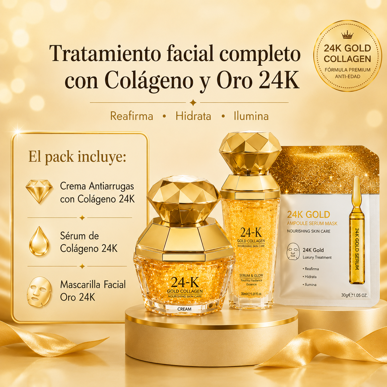 Tratamiento facial con Colágeno y Oro 24K