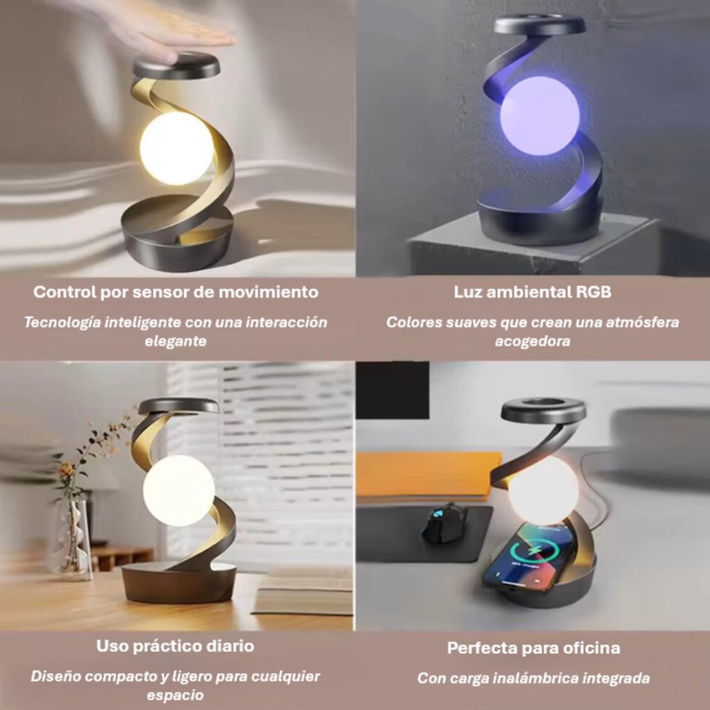 Luna Flotante™ – Lámpara de Luna Levitante 3D con Cargador Inalámbrico