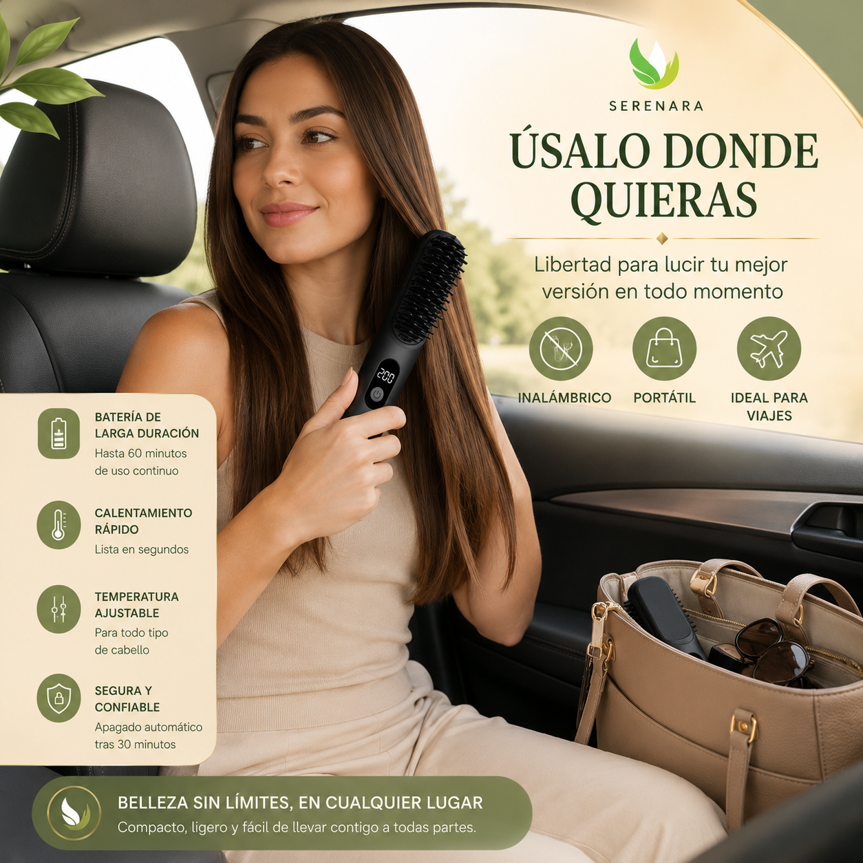 Cepillo Alisador de Pelo Inalámbrico – Alisado Profesional Sin Esfuerzo