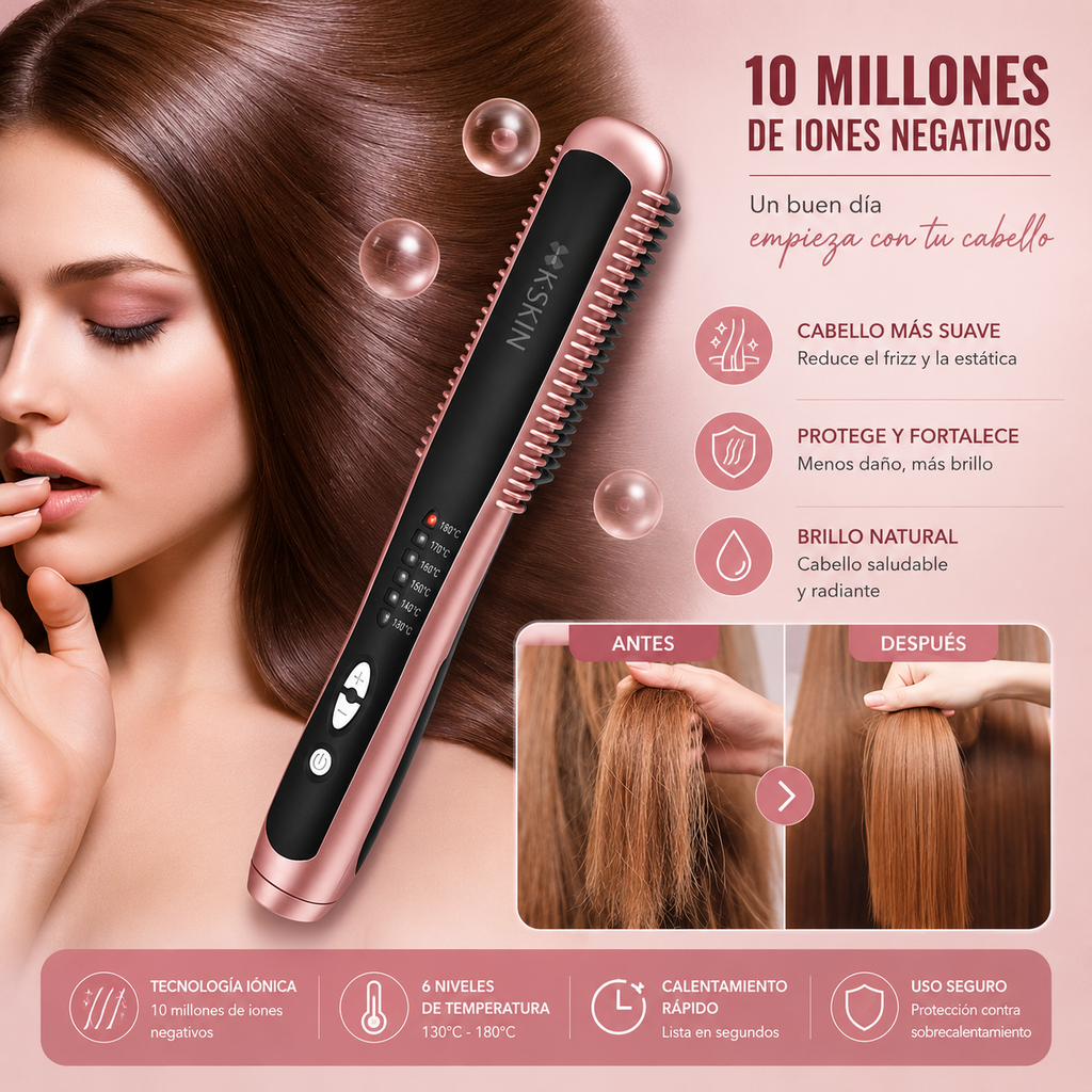 Cepillo Peine Alisador Eléctrico – Liso Perfecto en Minutos