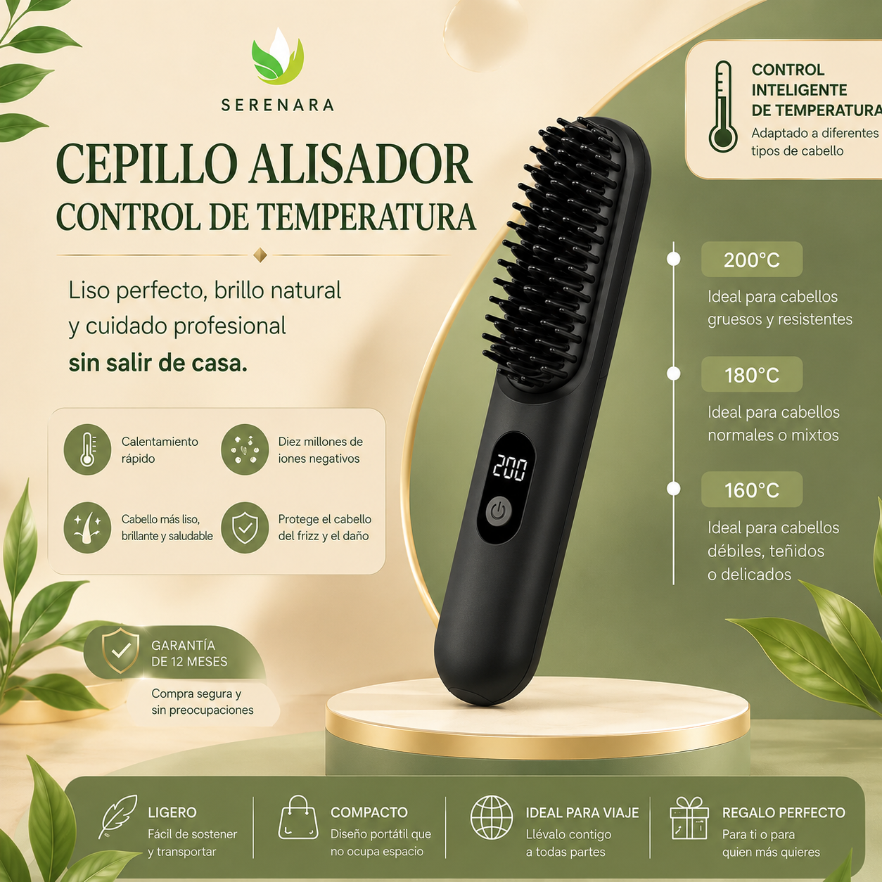 Cepillo Alisador de Pelo Inalámbrico – Alisado Profesional Sin Esfuerzo