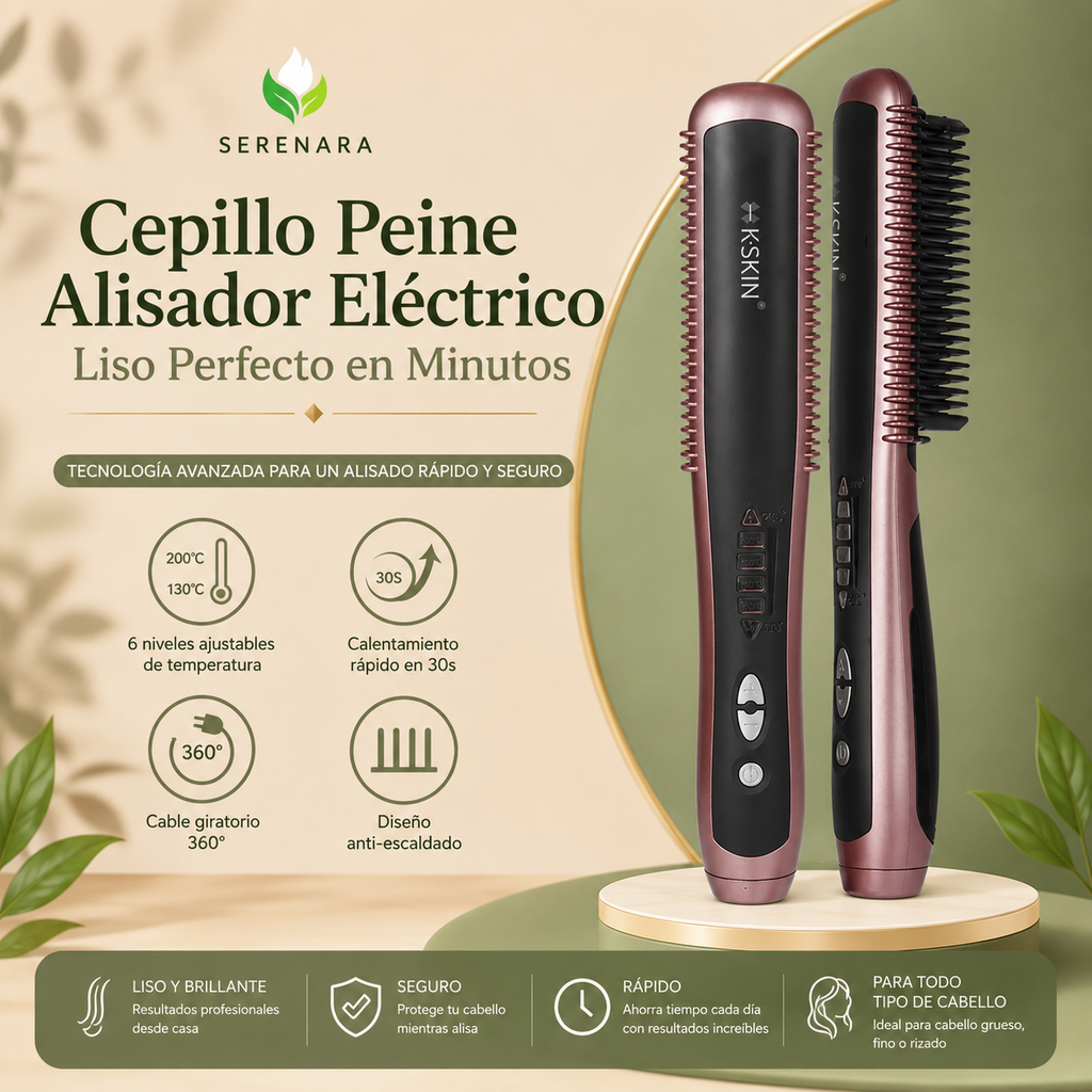 Cepillo Peine Alisador Eléctrico – Liso Perfecto en Minutos