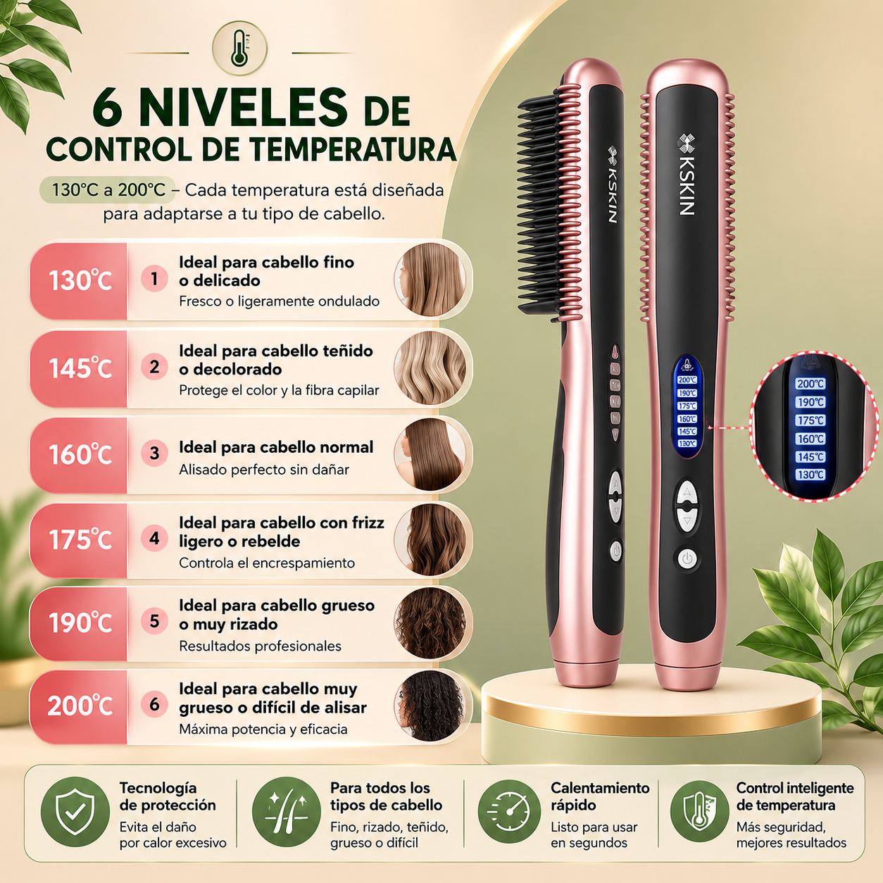 Cepillo Peine Alisador Eléctrico – Liso Perfecto en Minutos