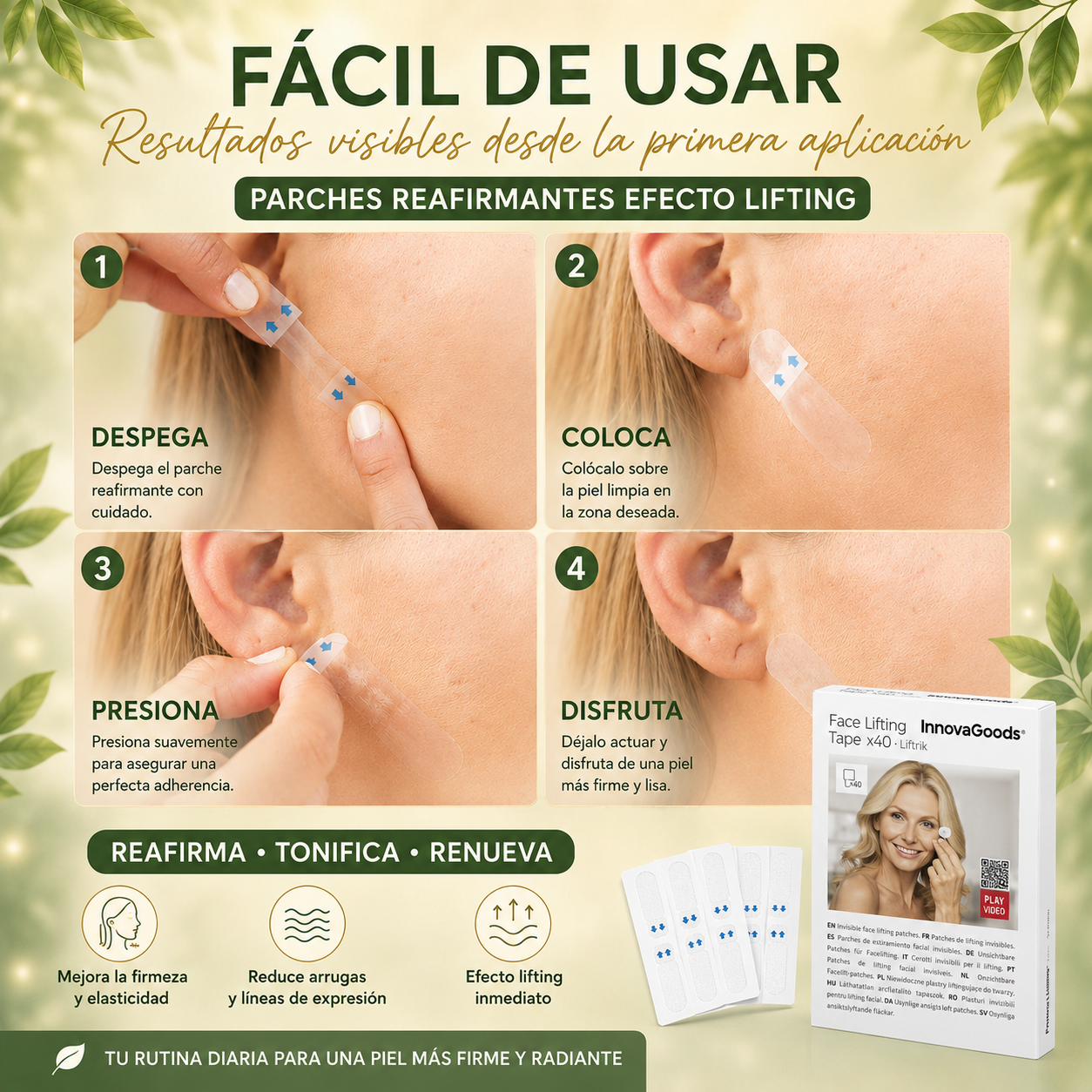 Parches de Lifting Facial Adhesivos Invisibles