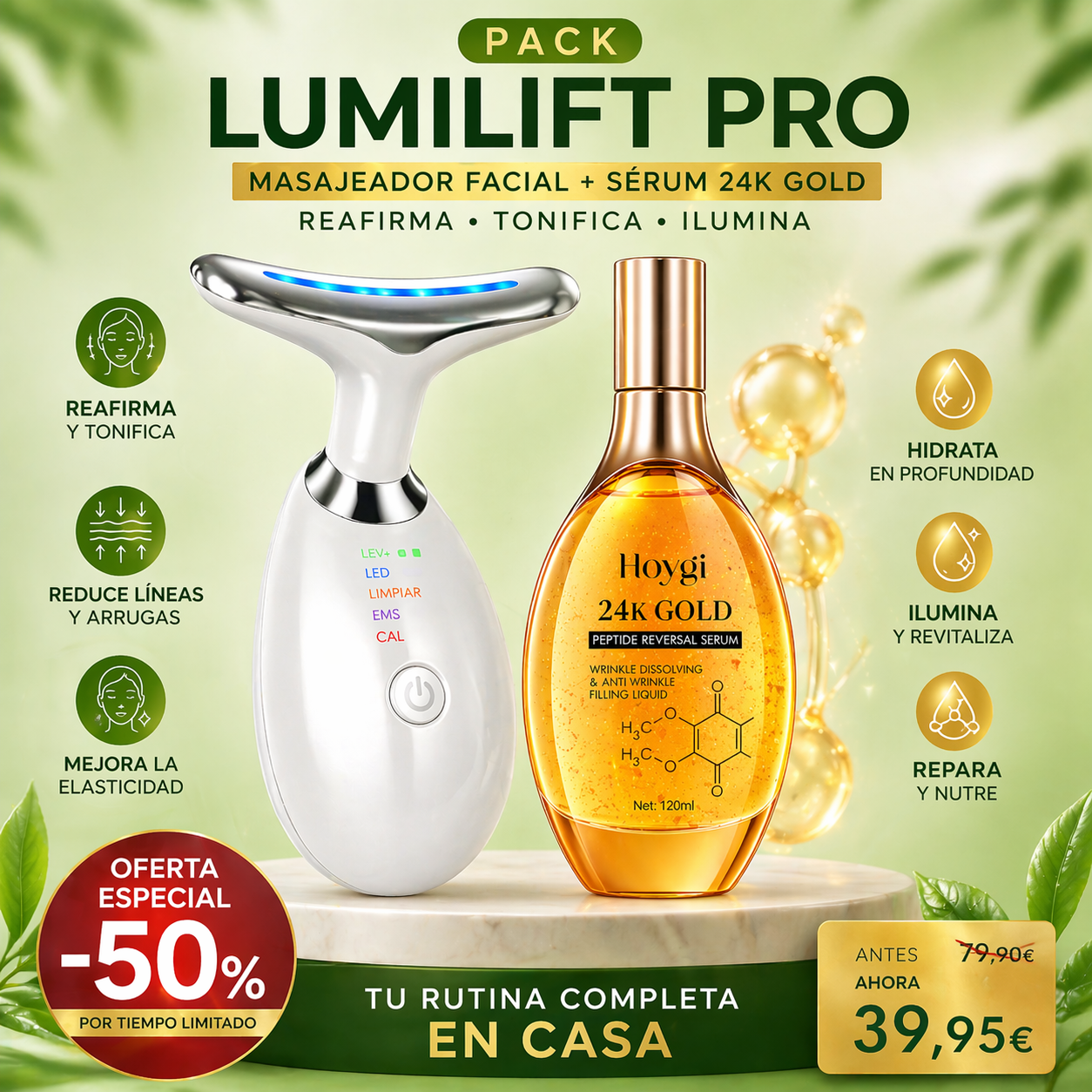 Masajeador Facial LumiLift Pro + Serum Face Skin