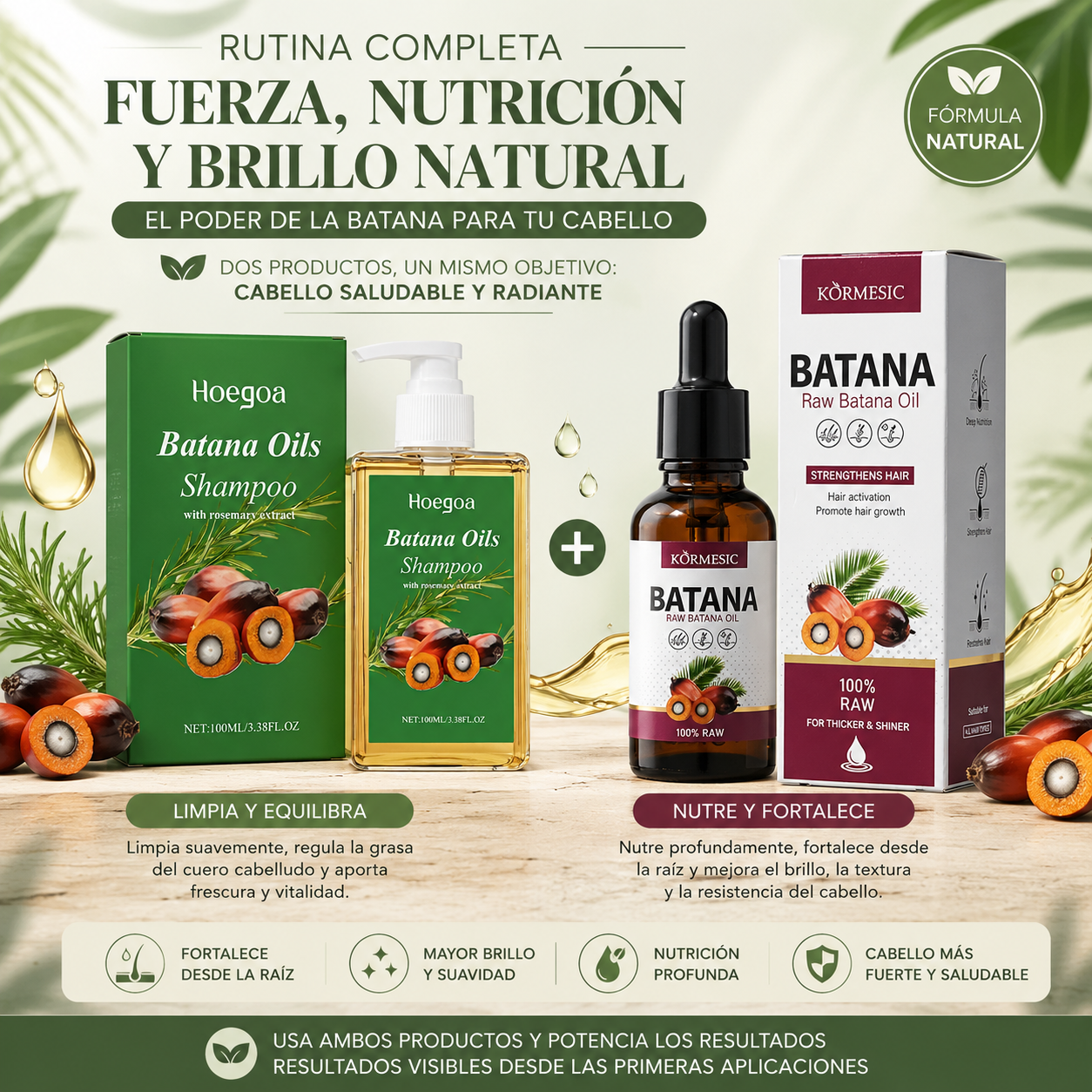 Dúo Fuerza Capilar | Aceite de Batana 30ml + Champú de Batana con Romero 100ml