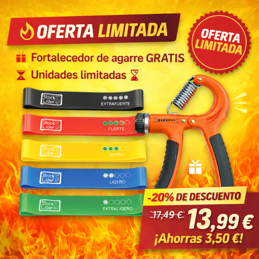 💪 Pack Fuerza Total: Bandas Elásticas de Ejercicio + Fortalecedor de Agarre Gratis