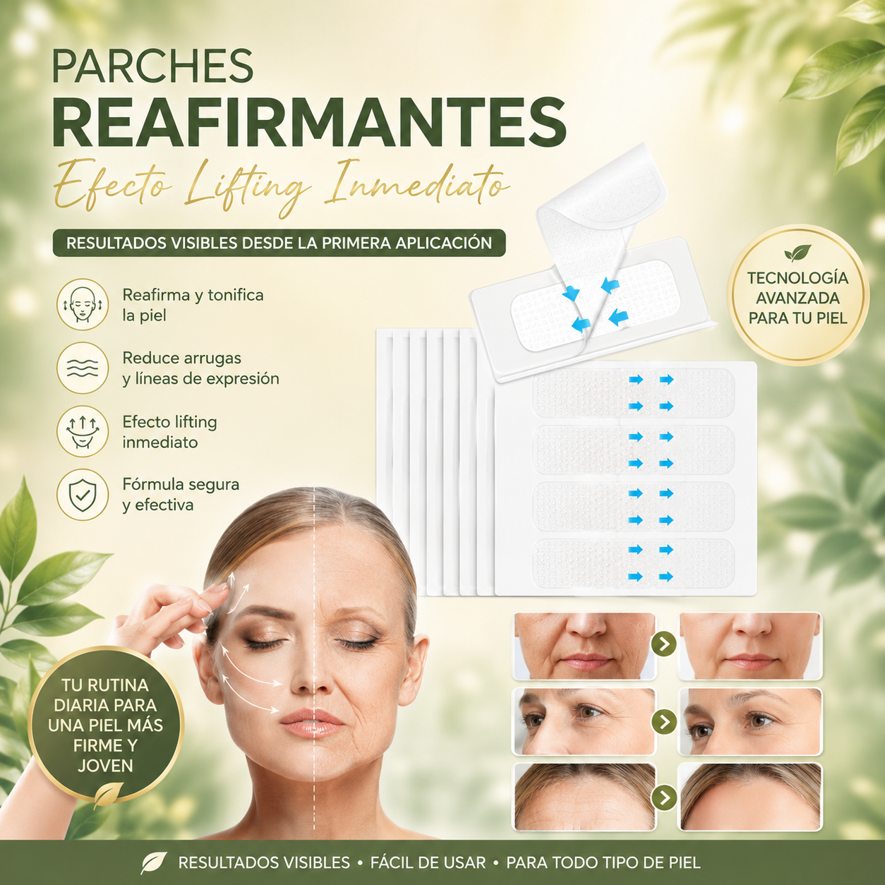 Parches de Lifting Facial Adhesivos Invisibles