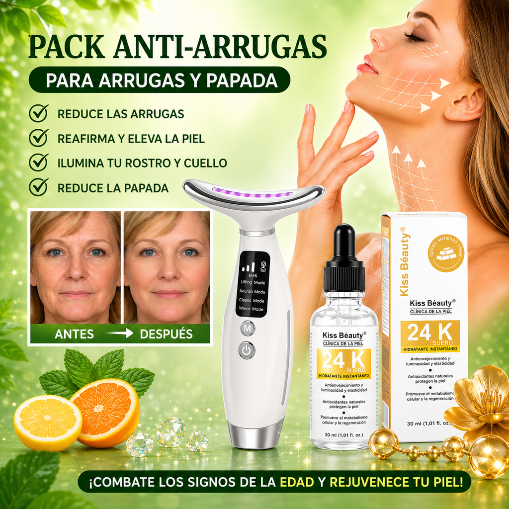 LumiLift Pro — Masajeador Facial EMS con Sérum 24 K Gold
