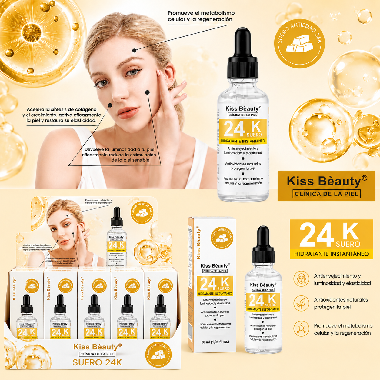 LumiLift Pro — Masajeador Facial EMS con Sérum 24 K Gold