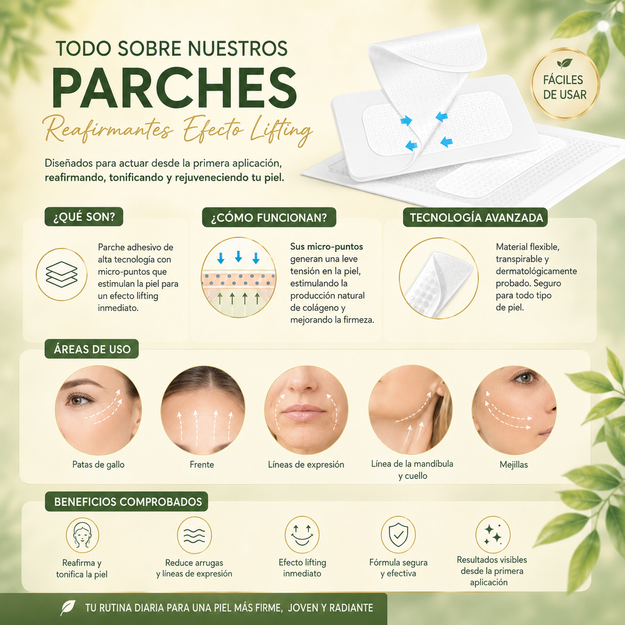 Parches de Lifting Facial Adhesivos Invisibles