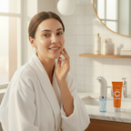 Mujer de cabello chocolate con piel radiante